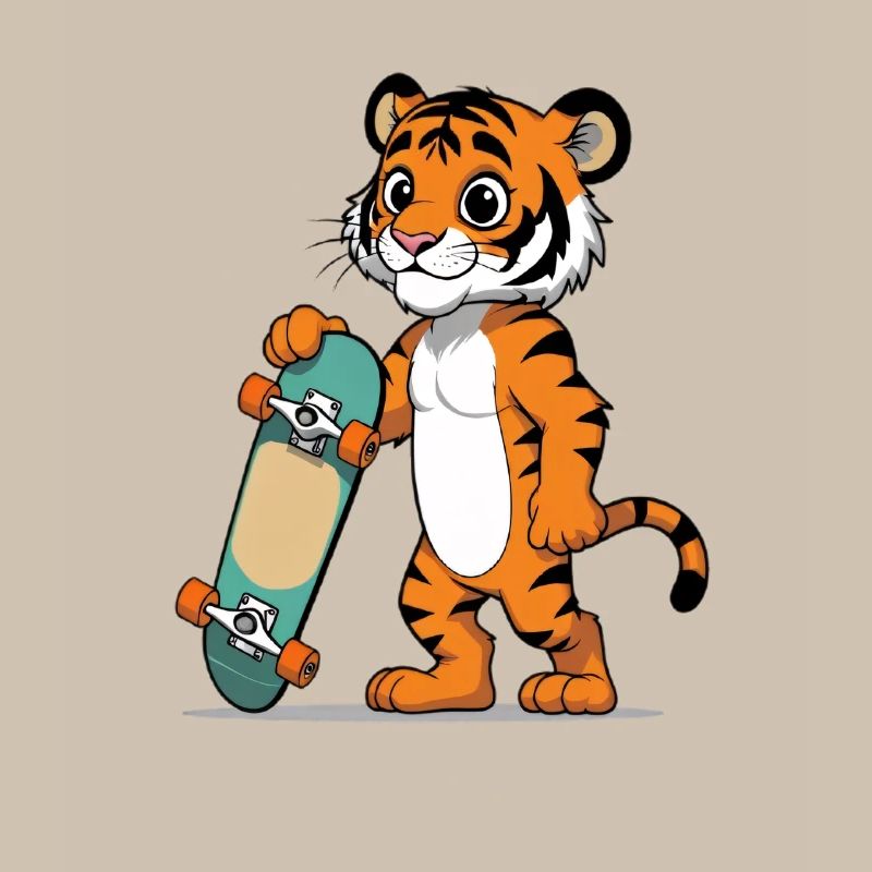 Artistic tiger with skateboard