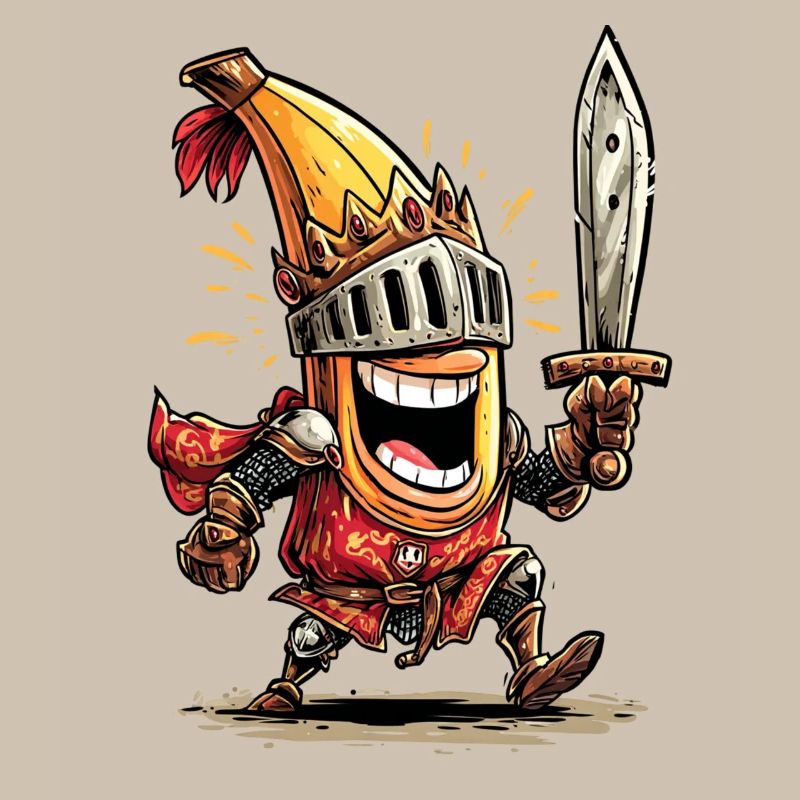 Comic Ritter mit Schwert und Helm