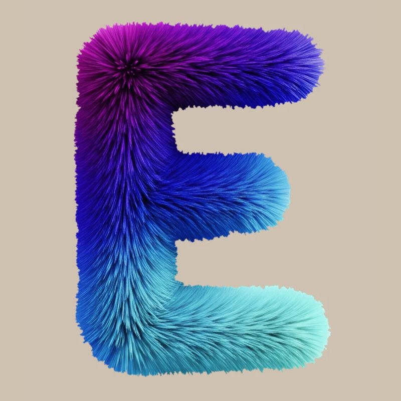 Letter E fur effect | Gradient purple blue