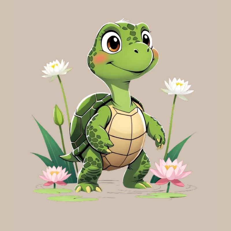 Charming turtle design with flowers