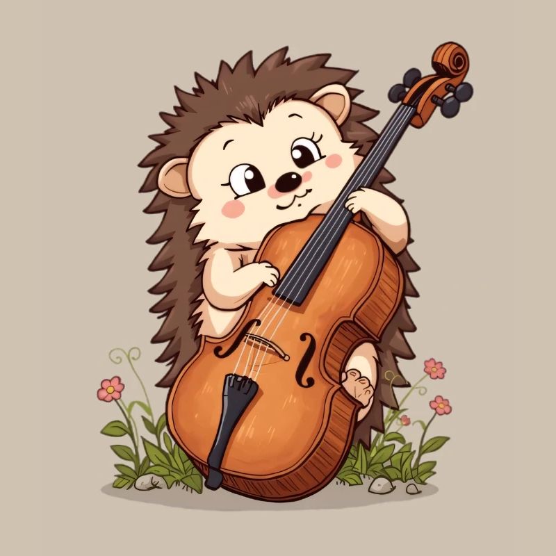 Igel Cello im Blumengarten