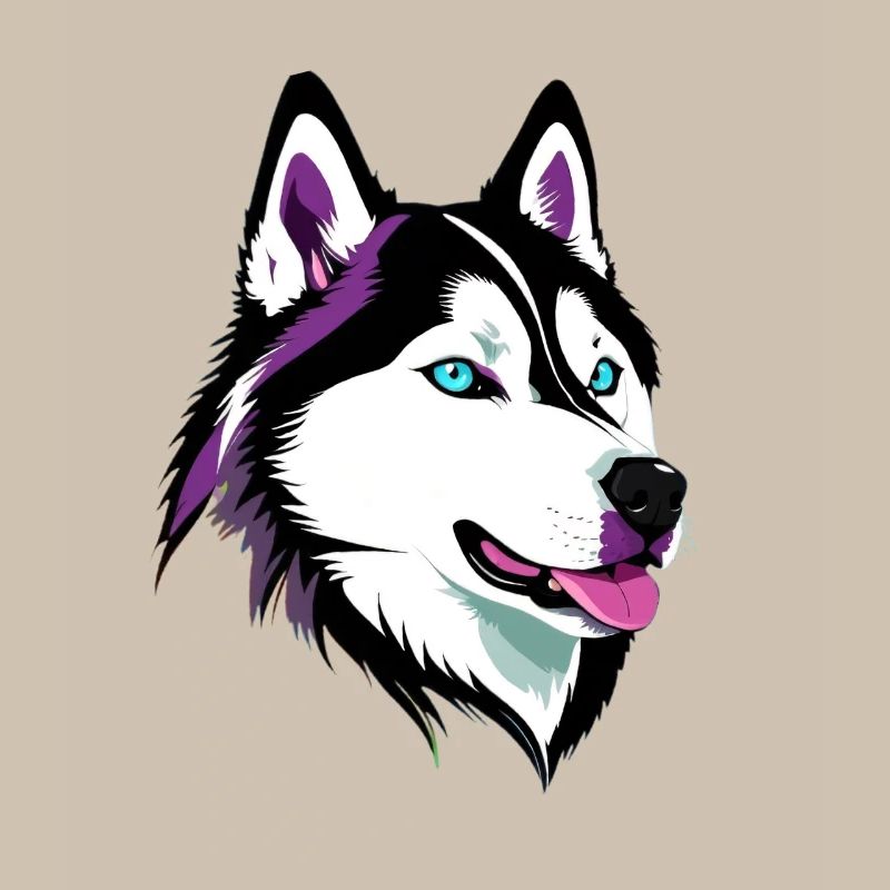 Colored Husky Head Portrait