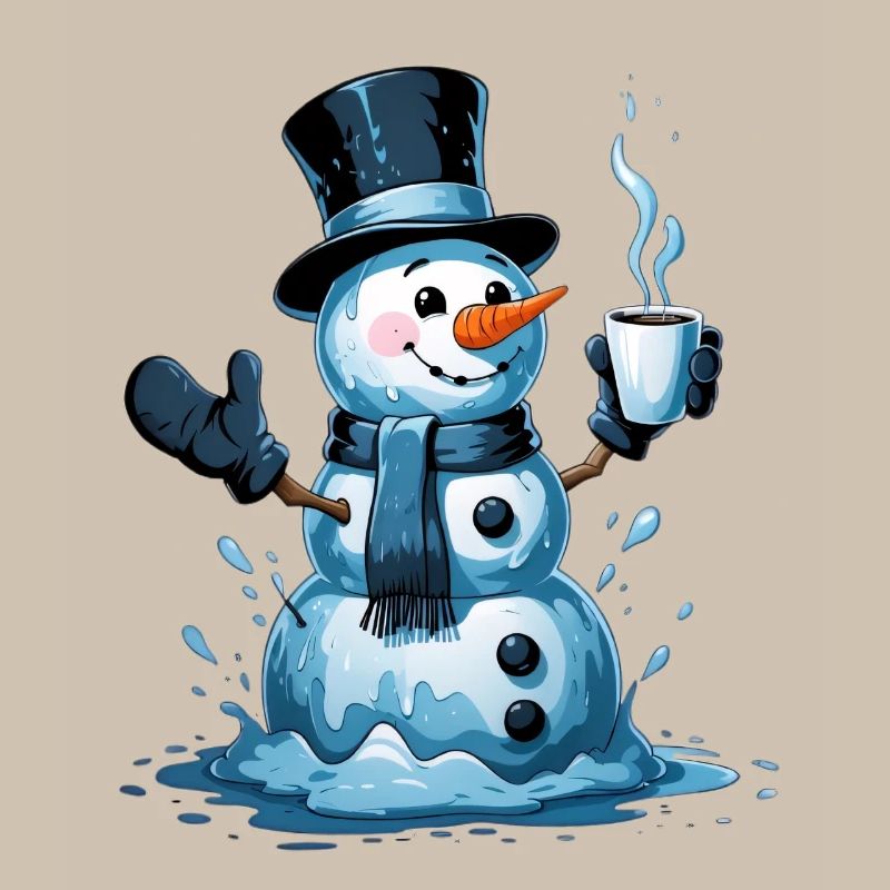 Snowman with steaming mug