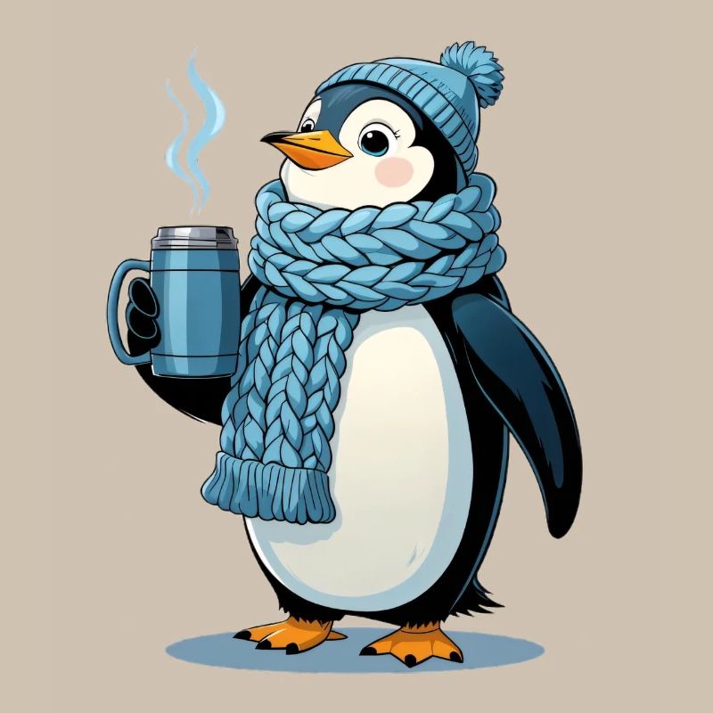 Pingouin câlin avec écharpe bleue
