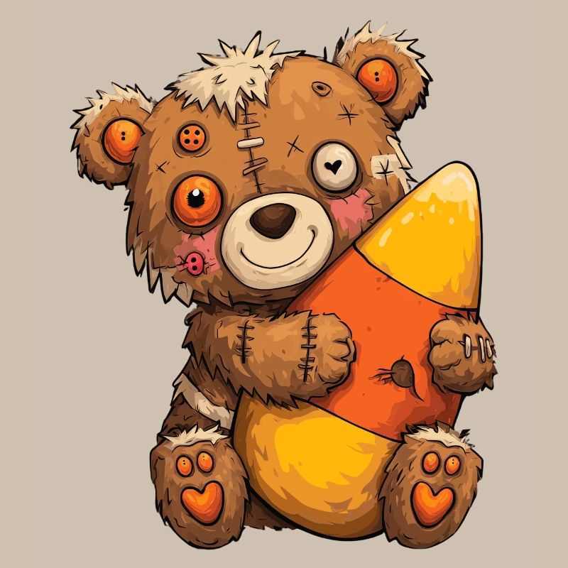 Zombie bear hugging a big sweet corn