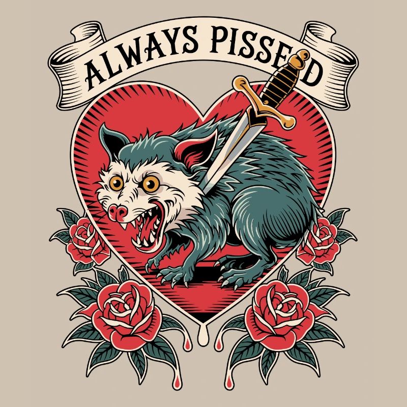 Wütender Wolf Herz Tattoo Stil