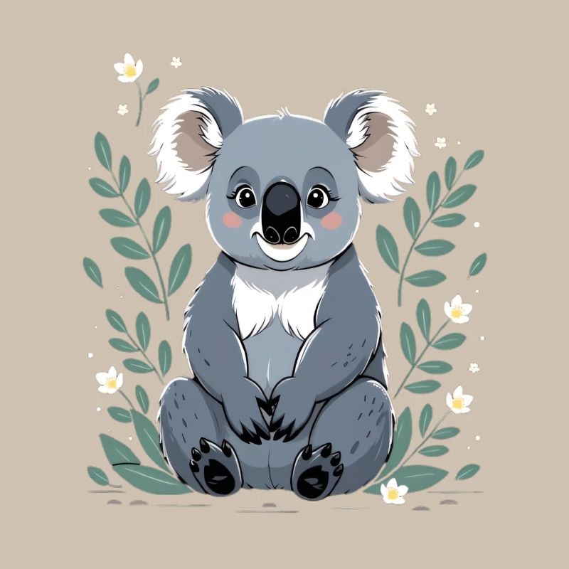 Small koala in a leaf frame