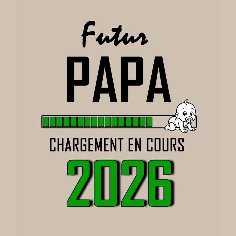 Futur PAPA Countdown 2026 Vert Bébé