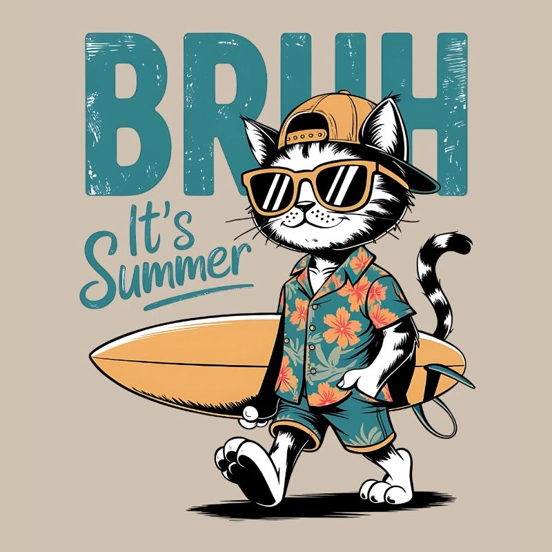 Surfer Katze mit Surfbrett