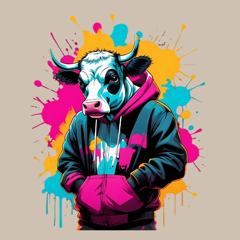 Vache graffiti en sweat à capuche