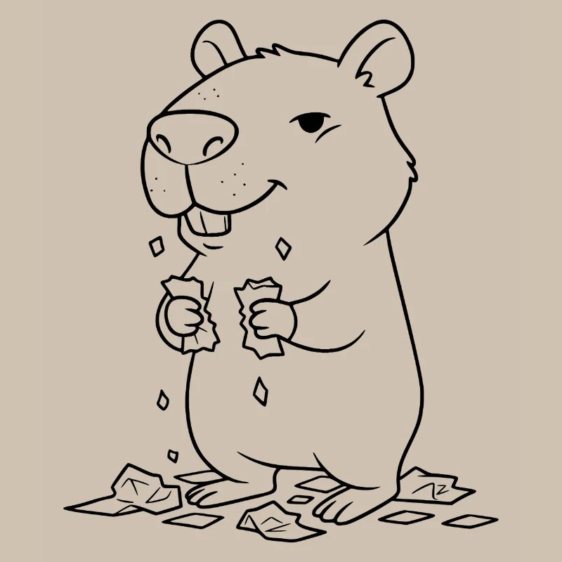 Capybara mange ses devoirs