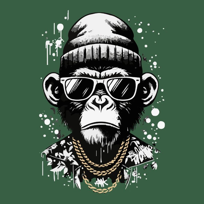 Cool monkey with street style and chains