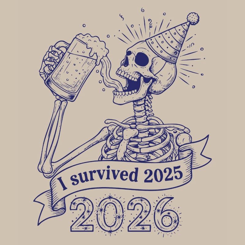 I Survived 2025 2026 Skeleton Party Fun