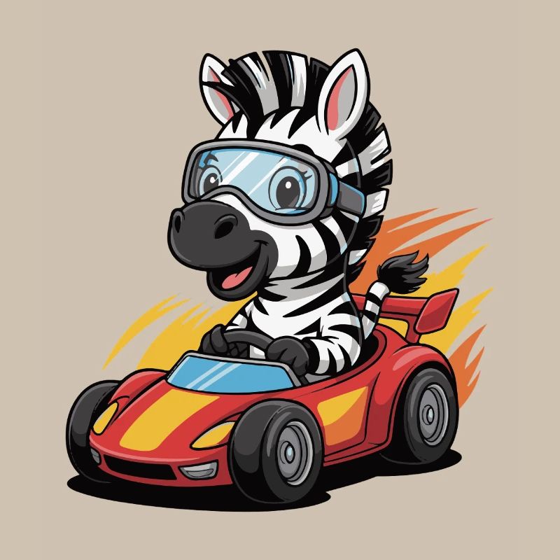 Kart de course Zebra avec lunettes de sécurité