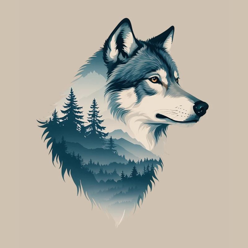 Loup bleu dans la forêt