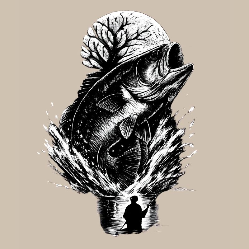 Perchoir sauteuse au clair de lune, pêcheur de nuit