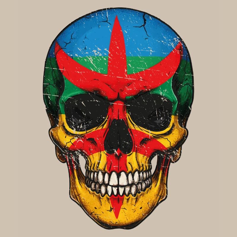 Colorful Berber flag skull - berber skull