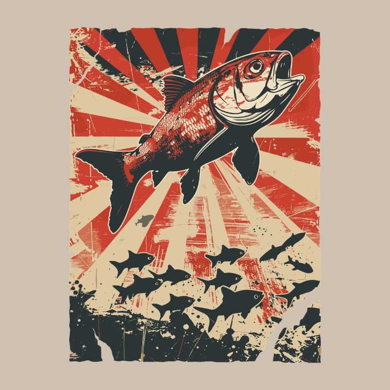 Jumping Fish dans un style poster rétro