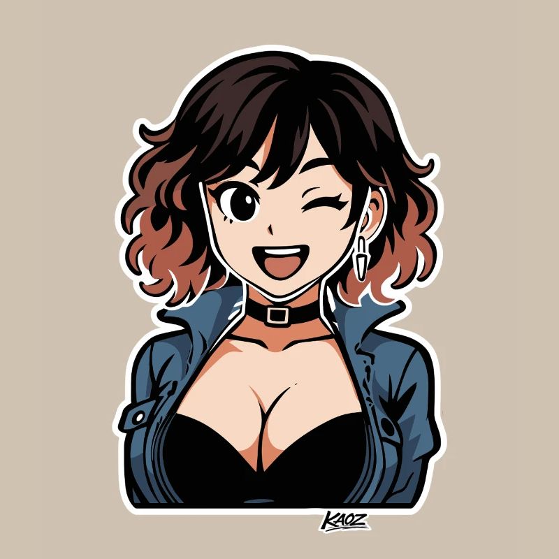 Diva en denim anime audacieuse