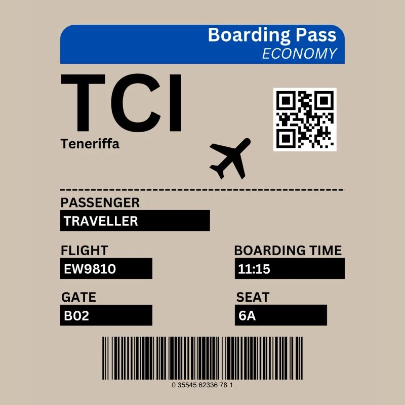 Flight Ticket Tenerife Vacation Canary Islands Idea