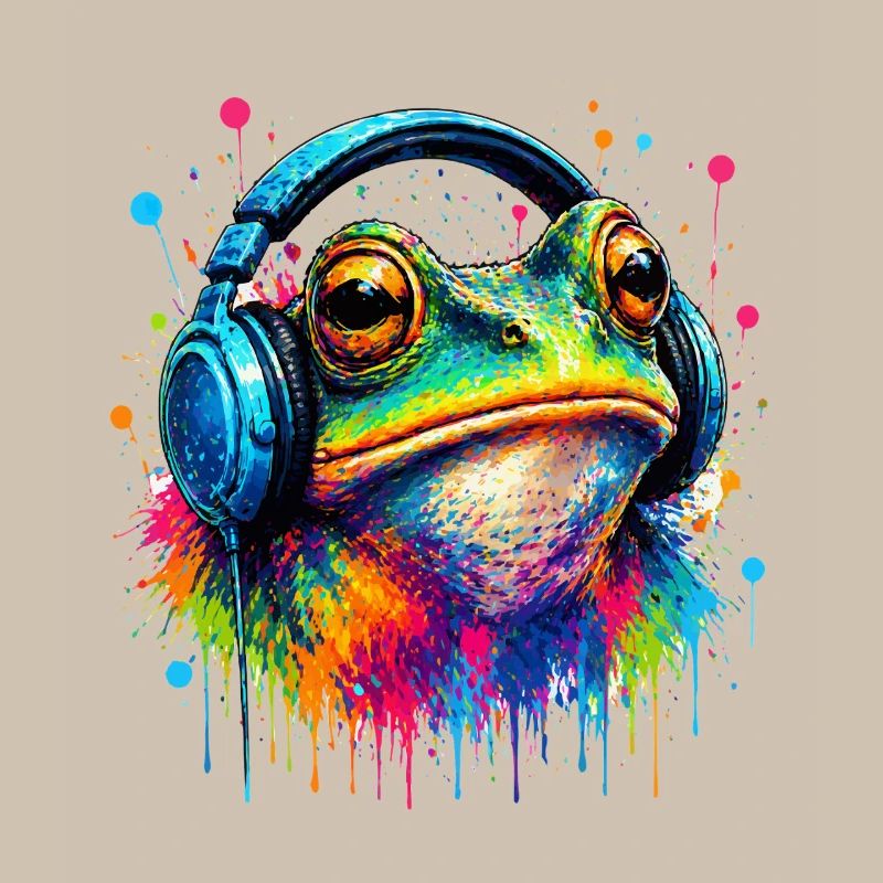 Grenouille explosion de couleur avec un casque