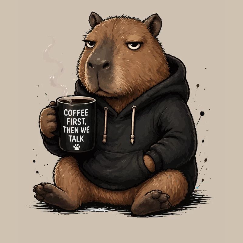 Coffee First Beaver Pullover Hoodie