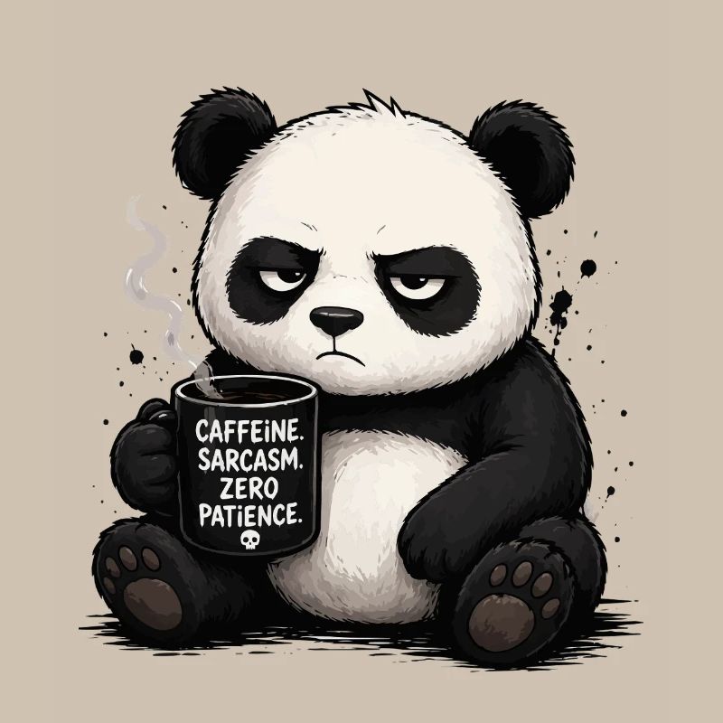 Coffee panda with sarcasm