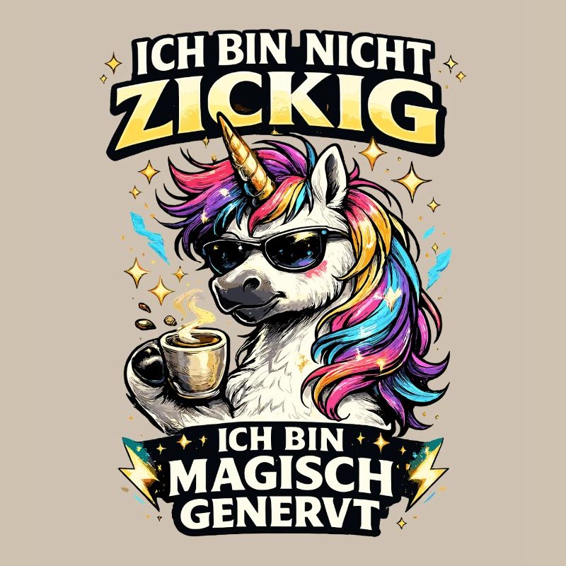 magisch genervtes Einhorn mit Kaffee Sarkasmus