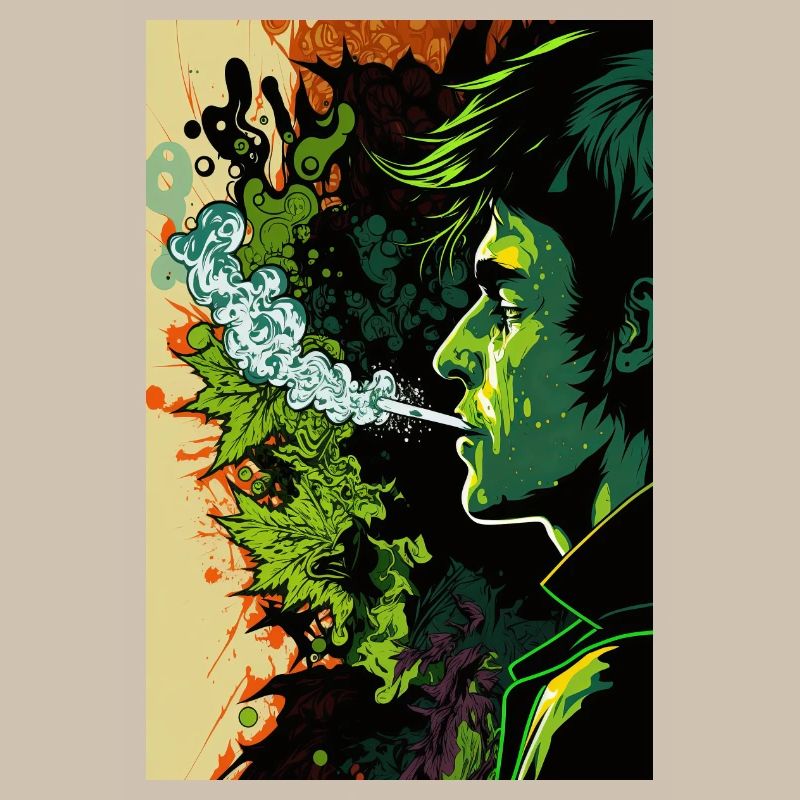 Visage psychédélique vert