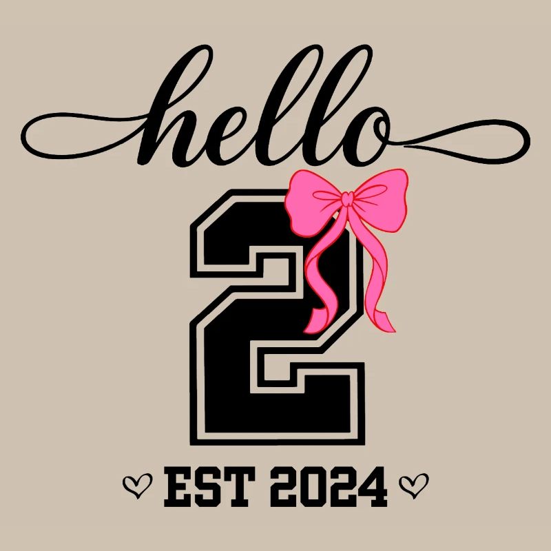 Hello 2 Est 2024 Pink Bow Design