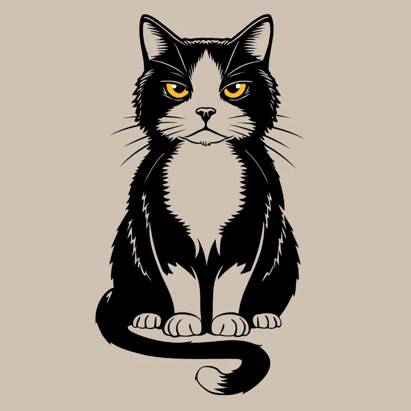 Bild einer sitzenden schwarzen Katze