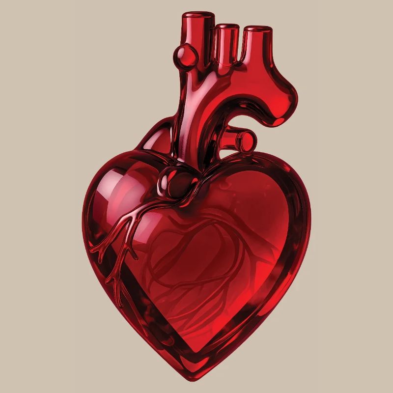 RUBY GLASS HEART - peace & love