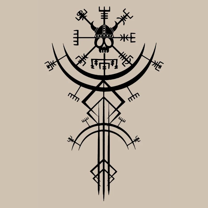 Schwarzer Totenkopf und Wikinger-Kompass