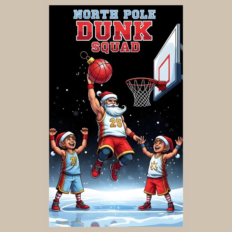 Santa Dunking Basketball North Pole Dunk Squad