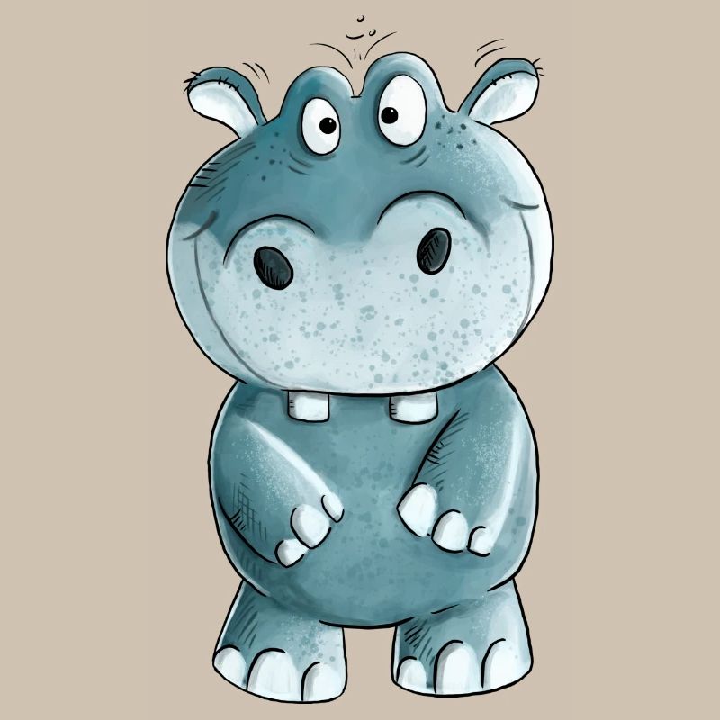 Blaues Nilpferd I Wildtiere Comic