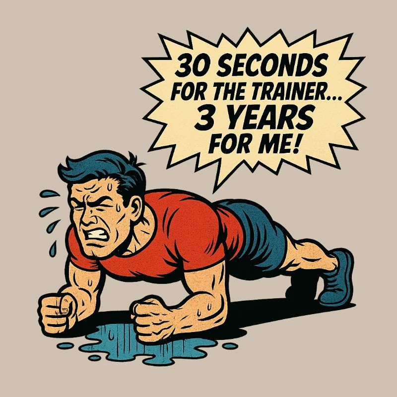 Funny Retro Gym Comic – Plank Struggle