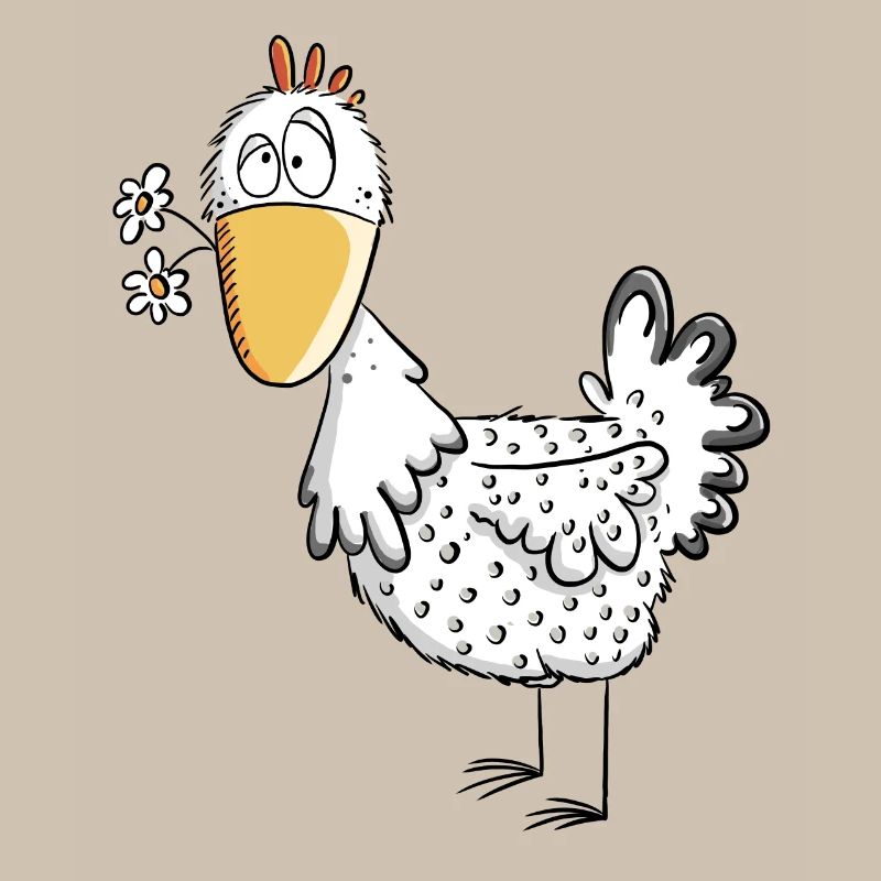 Happy Henne mit Gänseblümchen I Huhn Comic Design