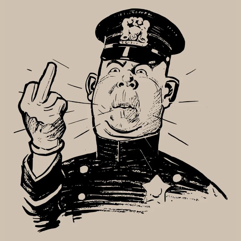Furious policeman shows Ms. Finger