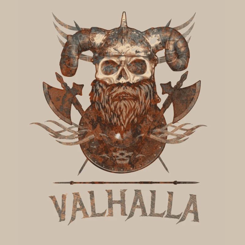 Viking skull with beard axe and shield