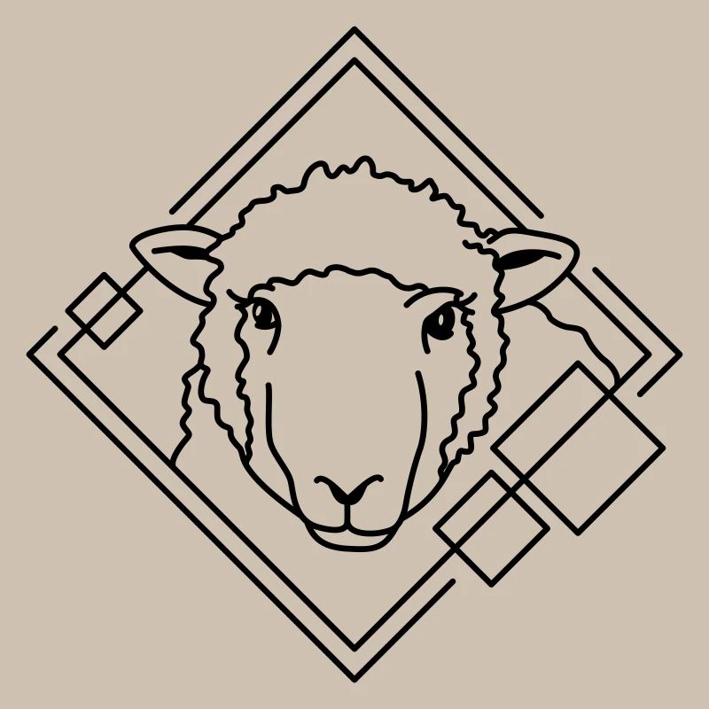 Moutons en forme géométrique - Conception d’art au trait