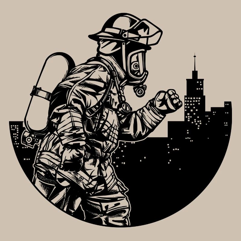 Professional fire brigade fire brigade lifesaver extinguishing work