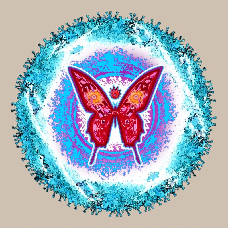 Glowing butterfly with mental pattern