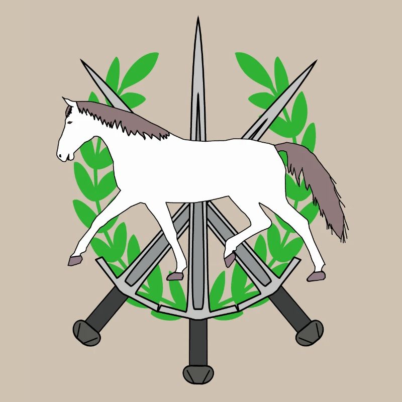 Lorbeerkranz Ritter Schwerter Held Pferd Held