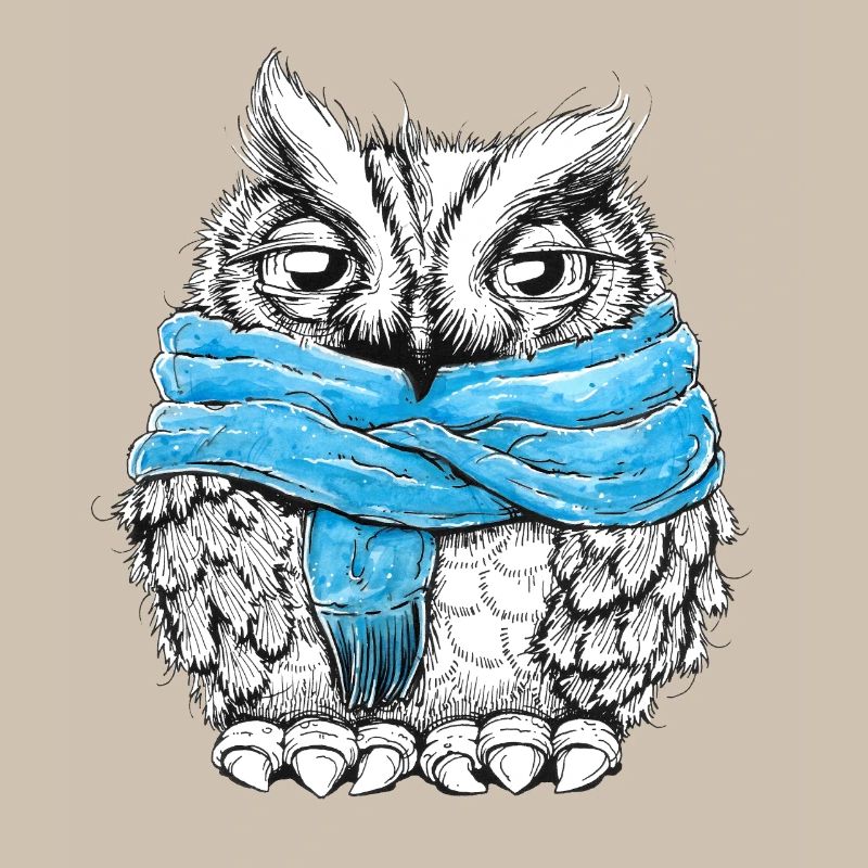 Hibou avec écharpe