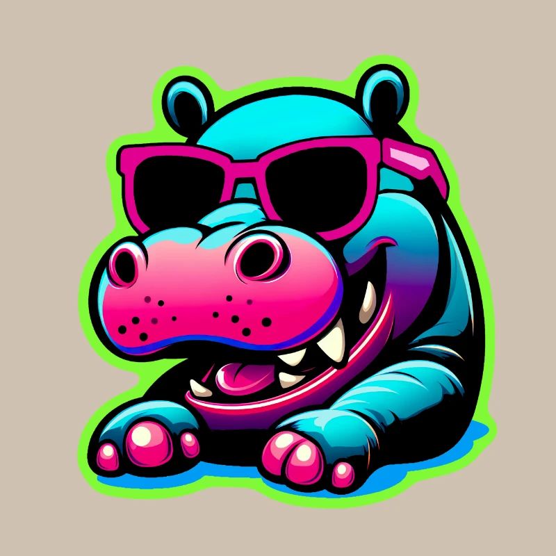 Nilpferd mit Sonnenbrille