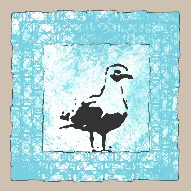 Timbre abstrait mouette dans le style aquarelle