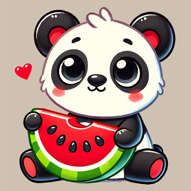 L’adorable panda déguste un morceau de pastèque