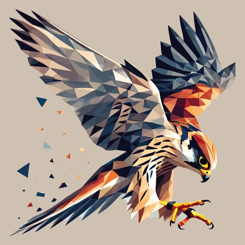 Faucon oiseau de proie style polygone