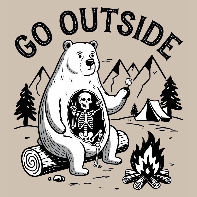 Squelette d’ours feu de camp graphique