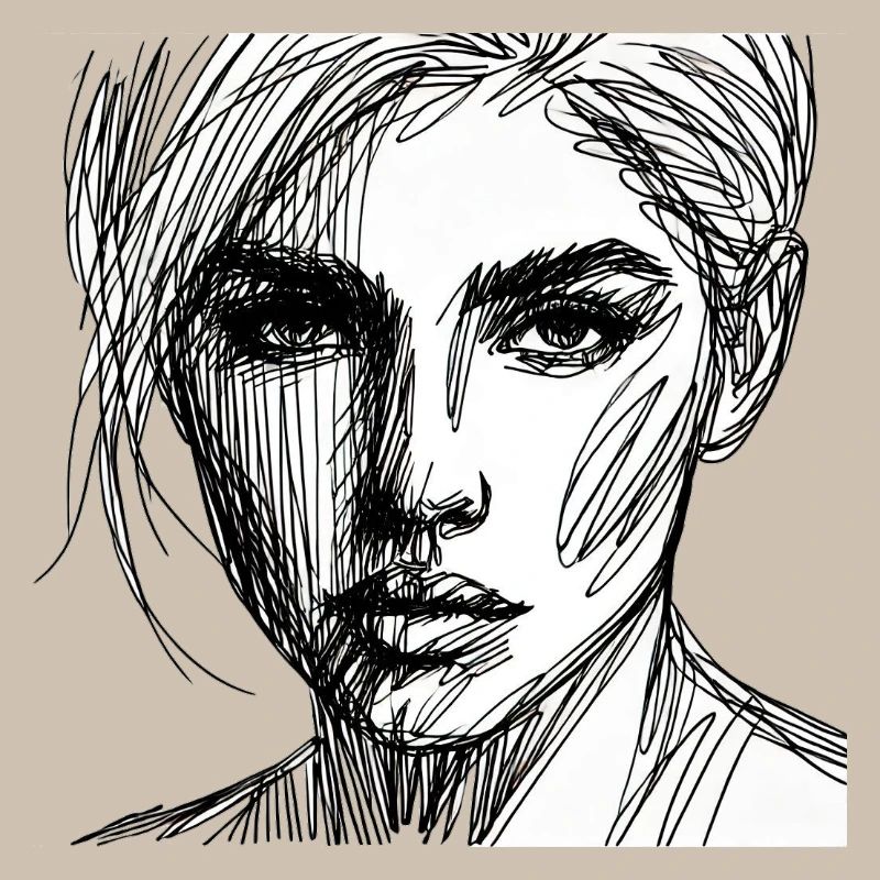 Portrait au trait expressif